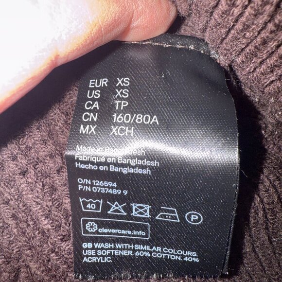 H&M Brown Ribbed Knit Turtleneck Sweater - Size XS - Picture 5 of 6